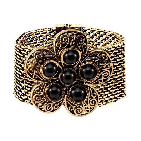 Urthn Turquoise Texture Stone Magnetic Brass Bracelet - 1402416D