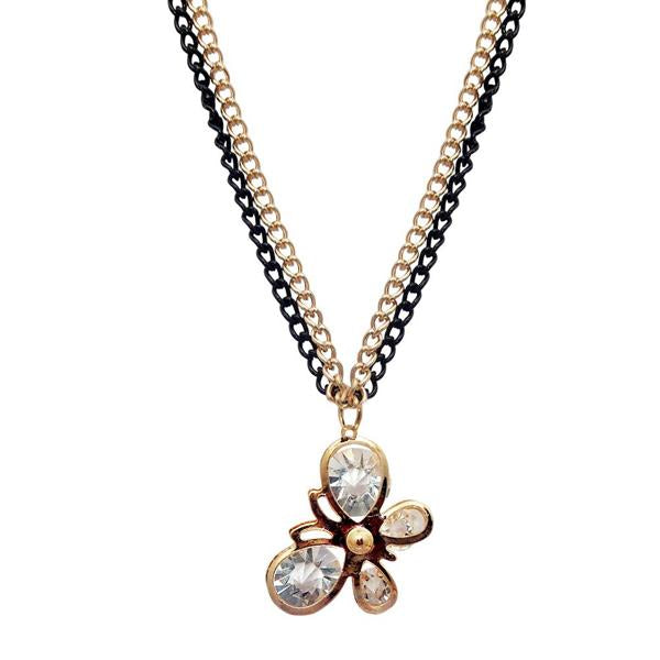 Urthn Glass Stone Two Toned Double Chain Pendant - 1203241C