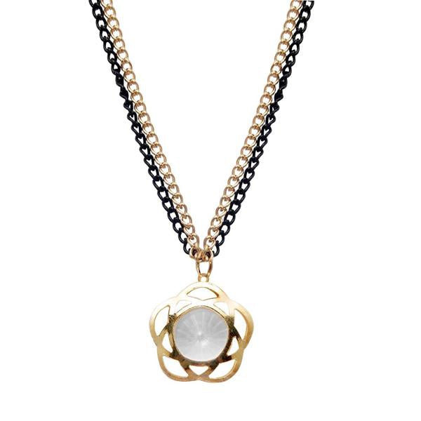 Urthn Glass Stone Gold Plated Double Chain Pendant - 1203247C