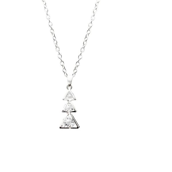 Urthn White Glass Stone Triangle Design Chain Pendant - 1203248A