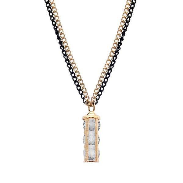 Urthn Glass Stone Gold Plated Double Chain Pendant - 1203249C
