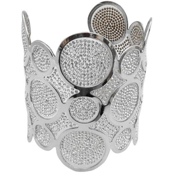 Urthn White Austrian Stone Rhodium Plated Kada - 1402905B