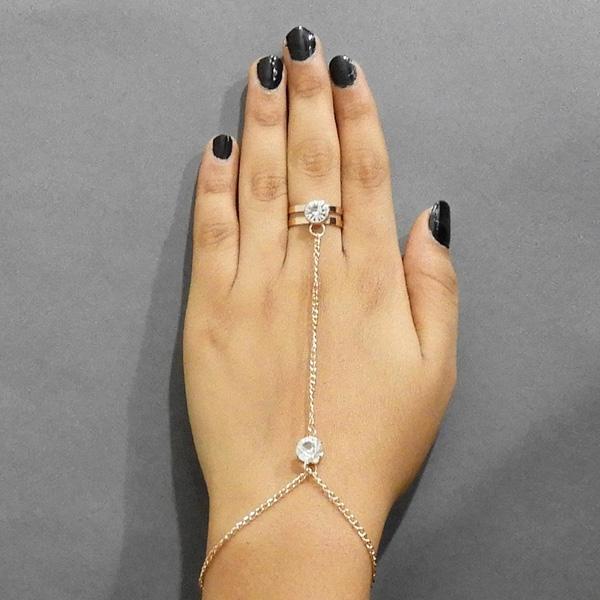 Urthn Gold Plated Austrian Stone Chain Hand Harness - 1502310A