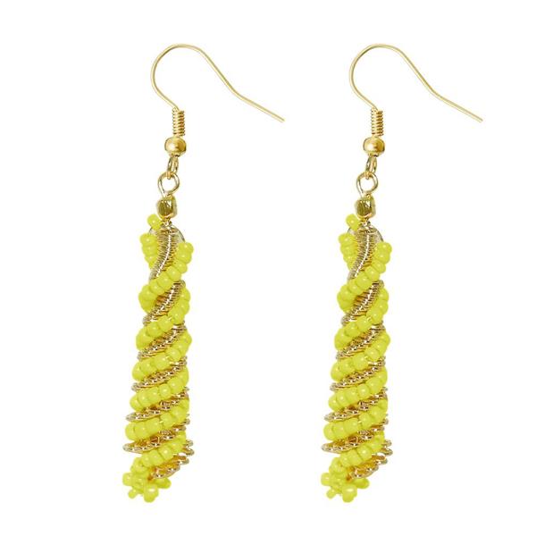 Urthn Yellow Beads Gold Plated Dangler Earring - 1309023B