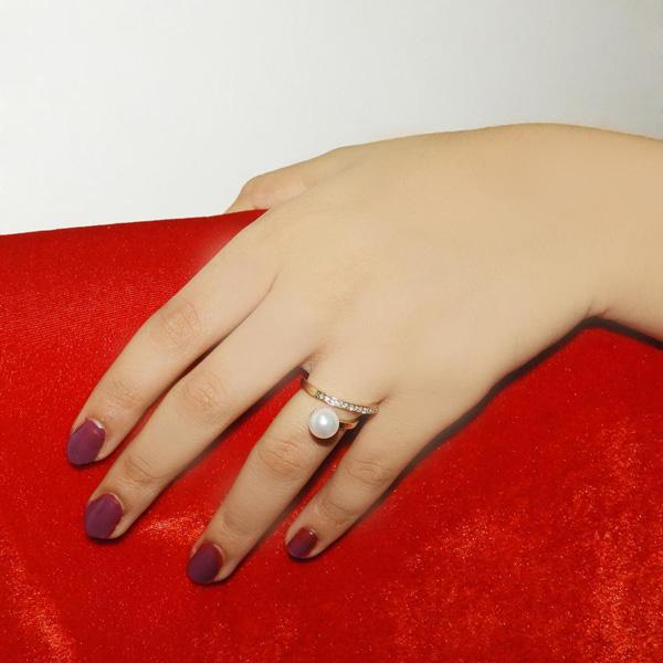 Urthn Austrian Stone And Pearl Adjustable Ring - 1501811C