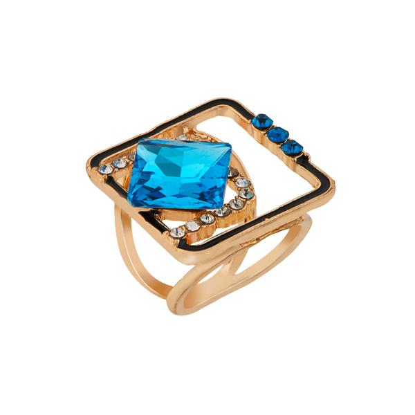 Urthn Gold Plated Blue Stone Meenakari Ring - 1501831_17