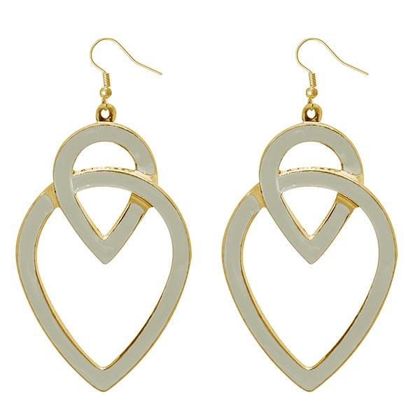 Urthn White Enamel Gold Plated Dangler Earrings - 1310124D