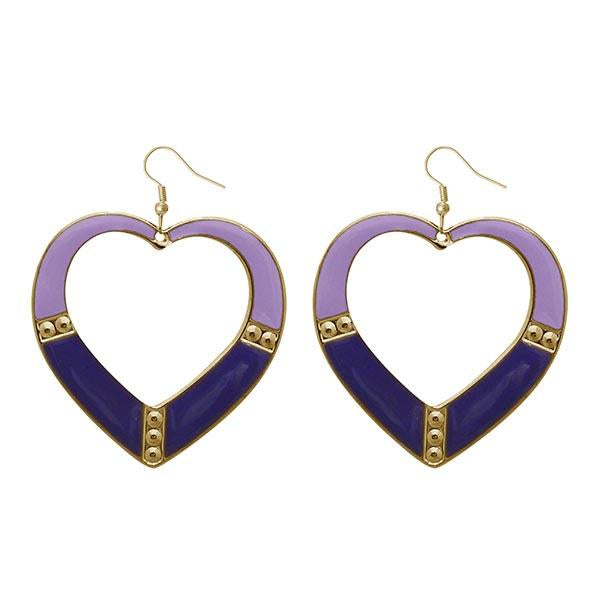 Urthn Purple Enamel Gold Plated Dangler Earrings - 1310125C