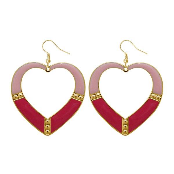 Urthn Pink Enamel Gold Plated Dangler Earrings - 1310125D