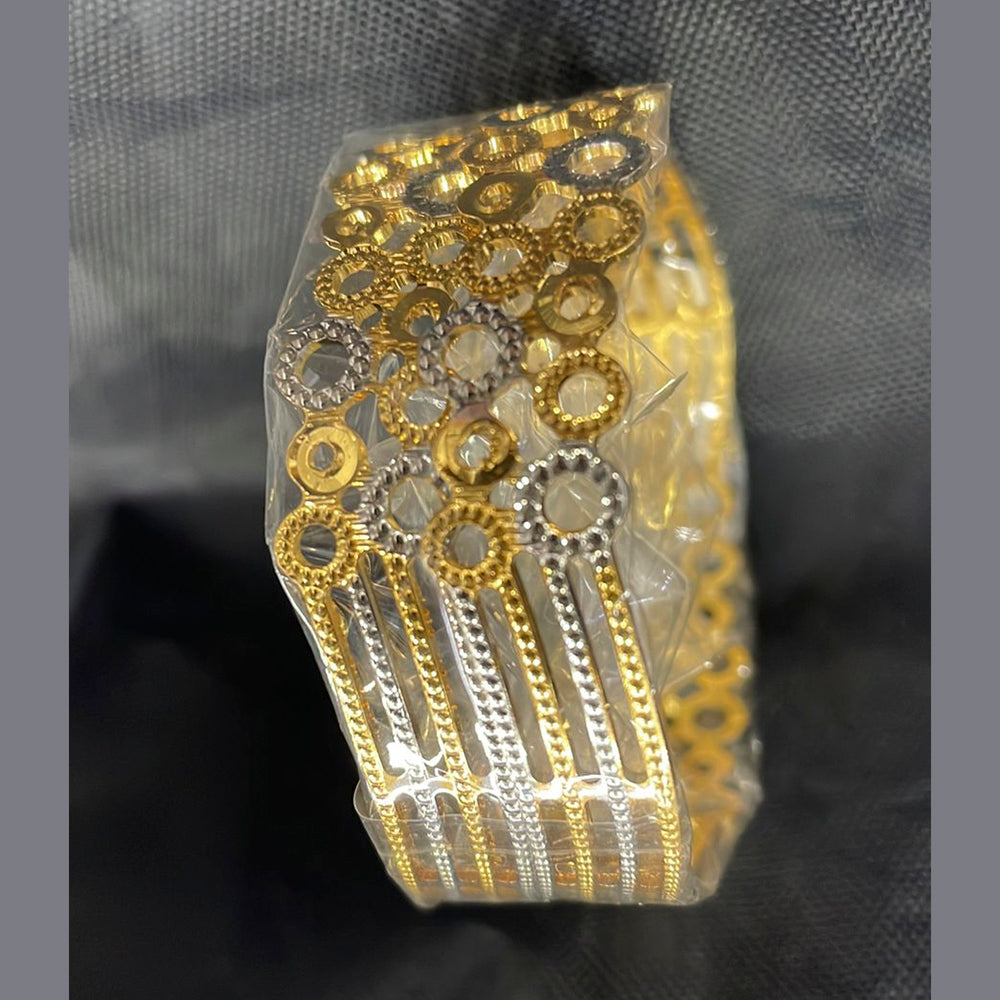 Ajanta Bangles Forming Look 2 Tone Gold & Silver Plated Pack of 12 Designer Bangles Set