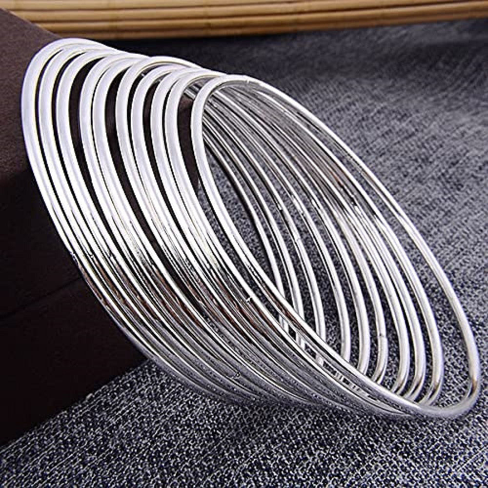 Etnico Silver Oxidized Traditional Plain Bangle Set For Women (ADB158S-a) (Set of 24 Bangles)