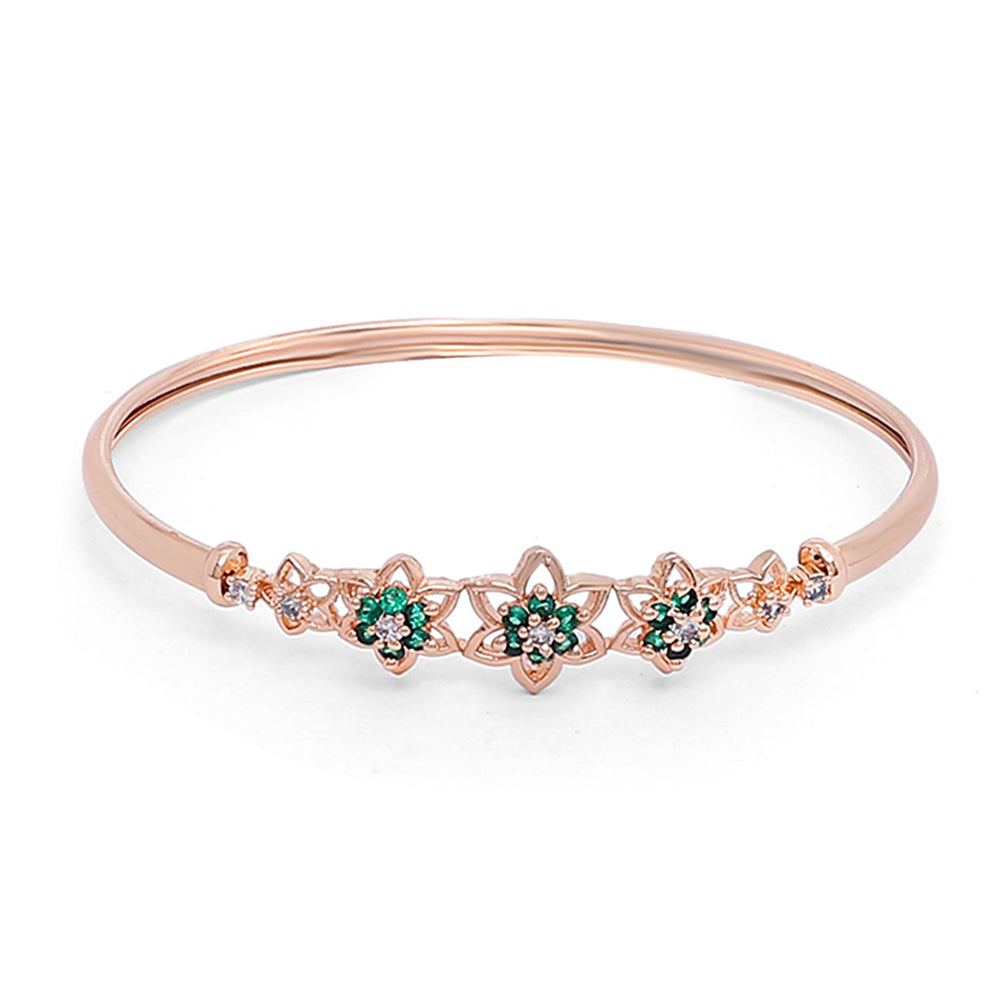 Etnico Rose Gold Plated Cubic Zirconia Bracelet Jewellery for Women & Girls (ADB189G)