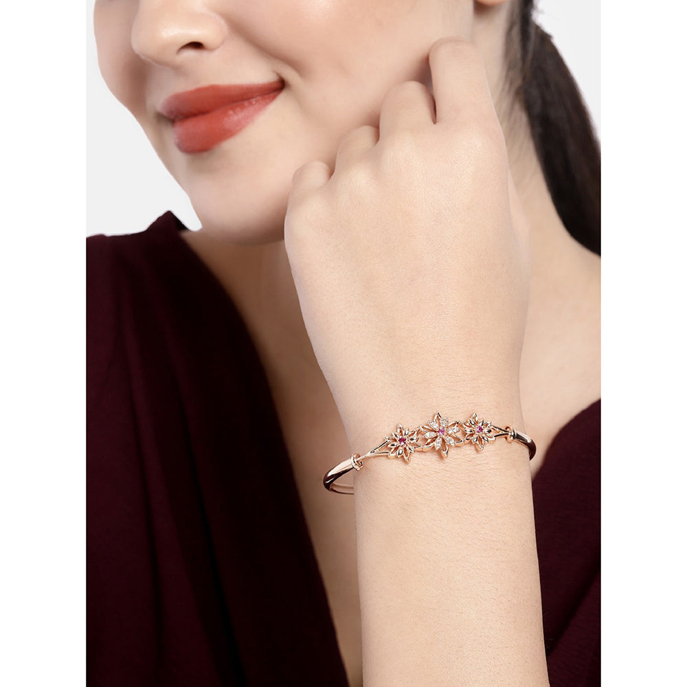 Etnico Rose Gold Plated Cubic Zirconia Bracelet Jewellery for Women & Girls (ADB191Q)