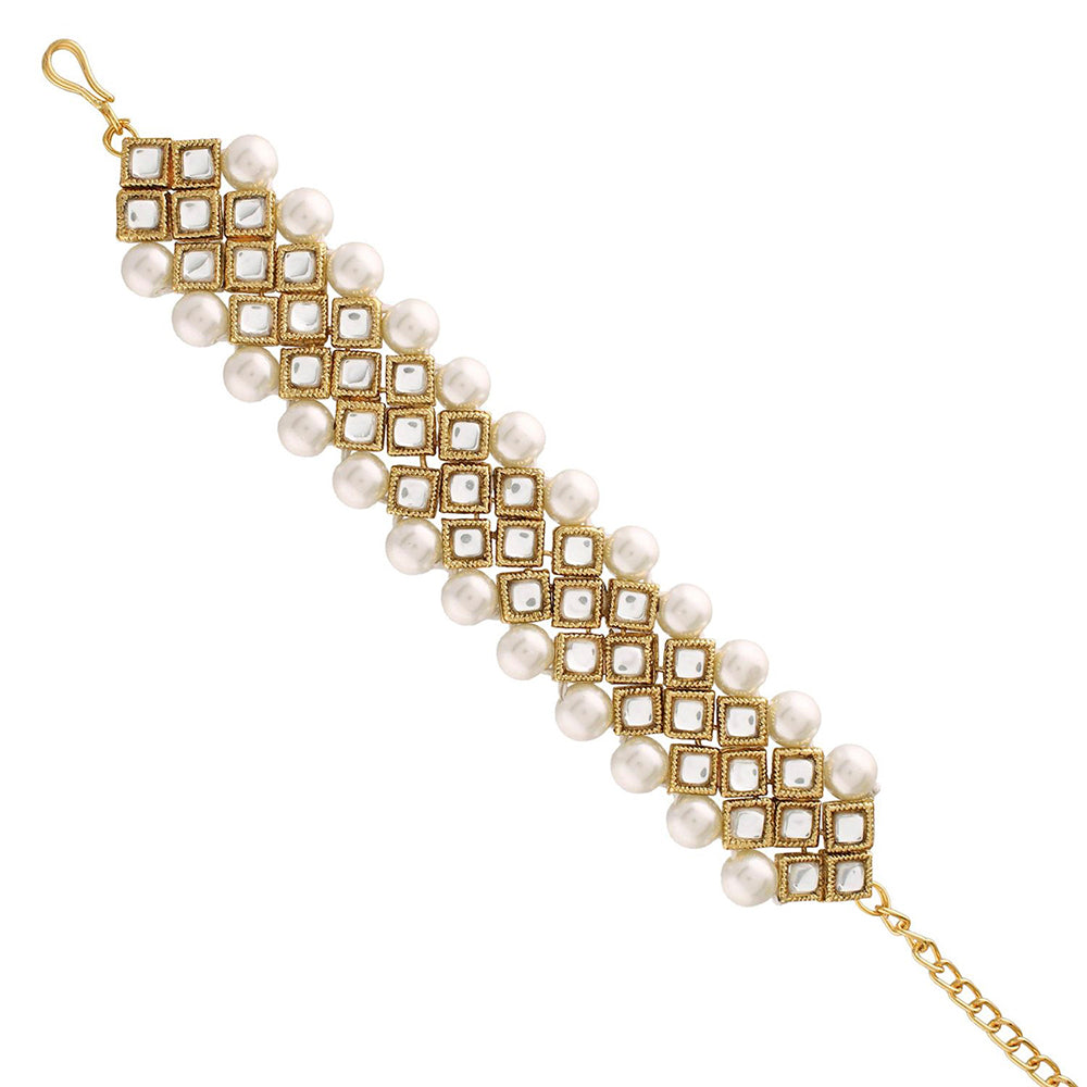Etnico The Royal Band Stylish Kundan Bracelet