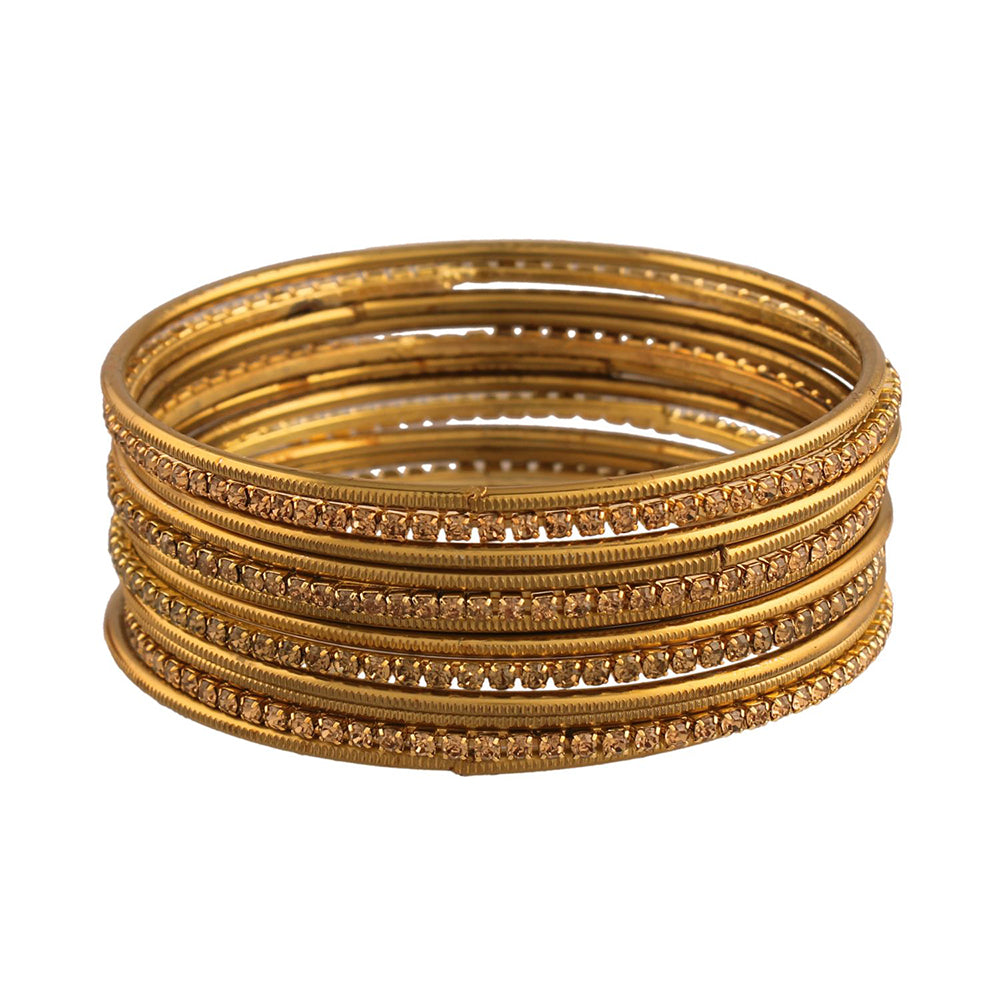 Etnico Gold Plated Traditional Velvet Chuda Bangle Set With Pearl Kada for Women (ADB315M-a) (Pack of 1) (Maroon)