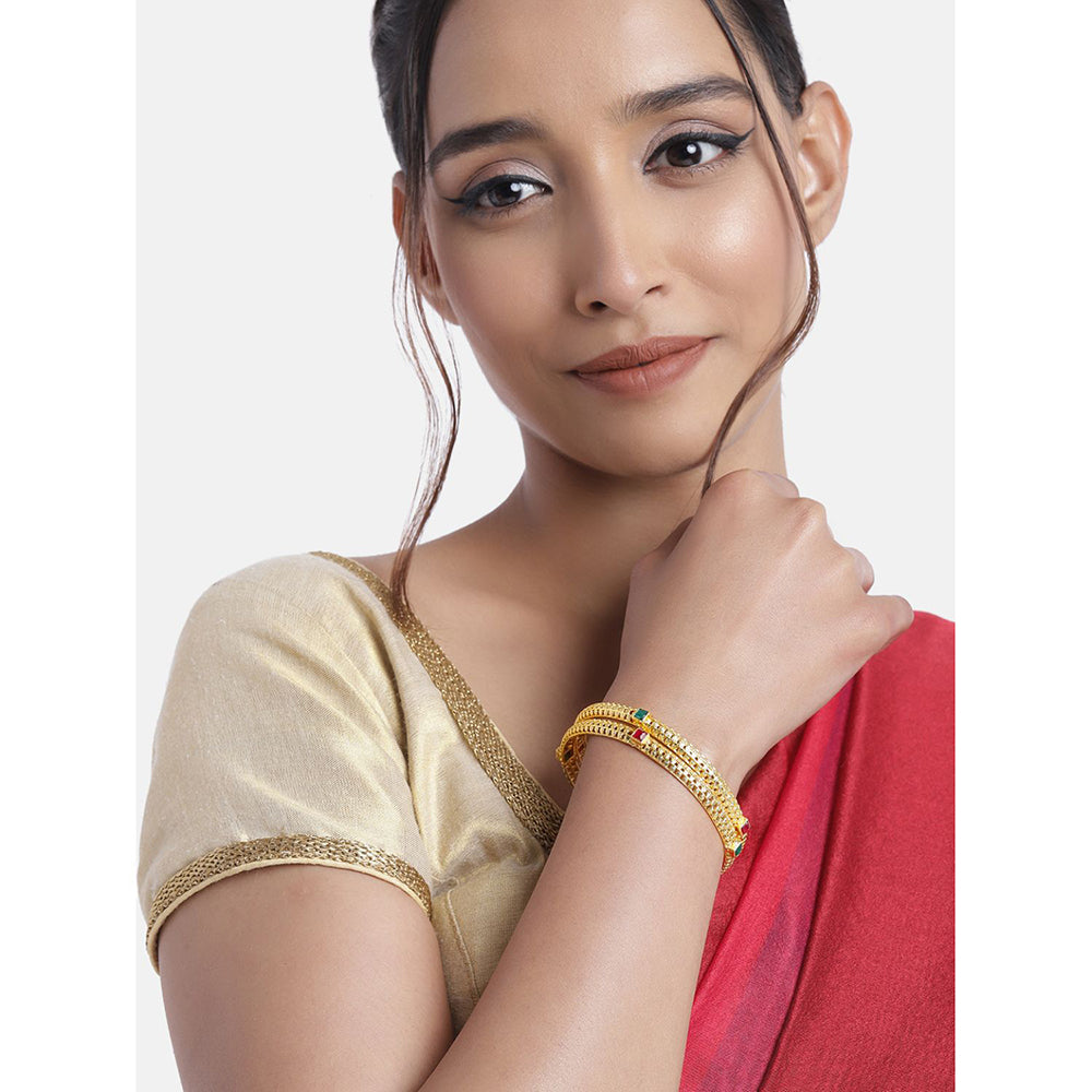 Etnico Gold Plated Traditional Multicolor Stone Studded Bangles For Women/Girls (ADB317MG-a)