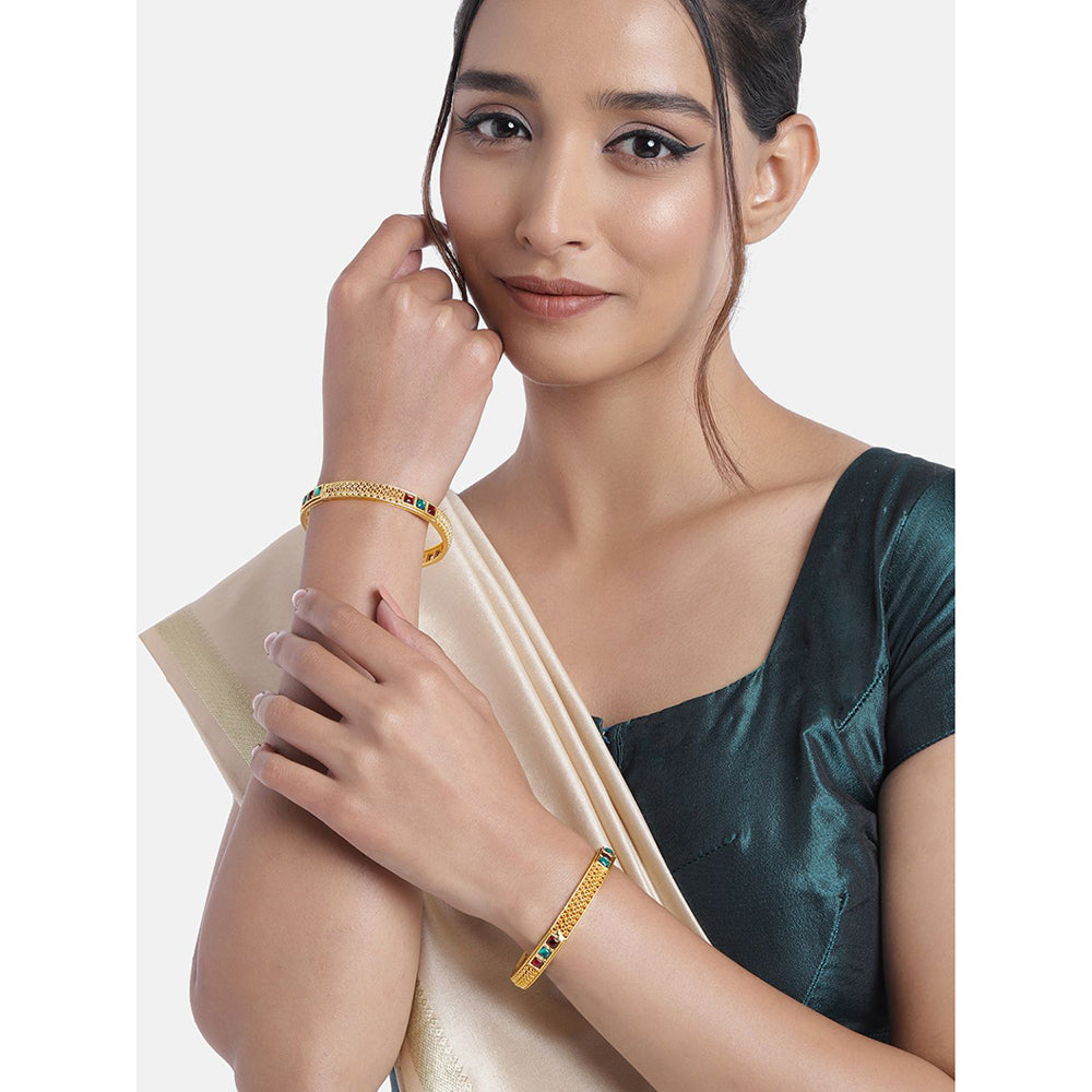 Etnico Gold Plated Traditional Multicolor Stone Studded Bangles For Women/Girls (ADB318MG-a)