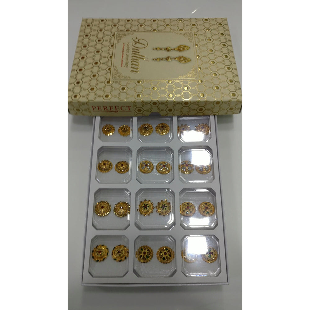 Perfect Gold Plated Pack Of 12 Stud Earrings -PFEAR56