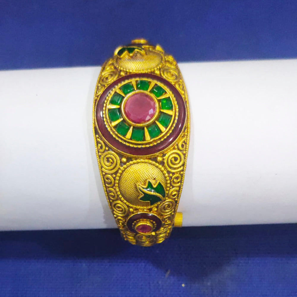 Bajarang Art Gold Plated Pota Stone Designer Openable Single Kada
