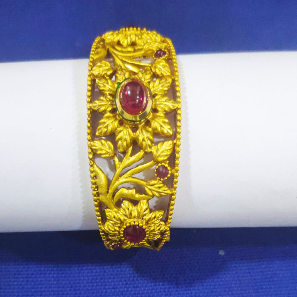 Bajarang Art Gold Plated Pota Stone Designer Openable Single Kada