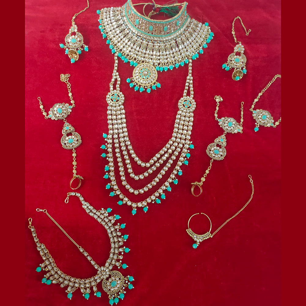Bajarang Art Gold Plated Designer Mint Green Bridal Jewellery Set-BJBRIDAL02