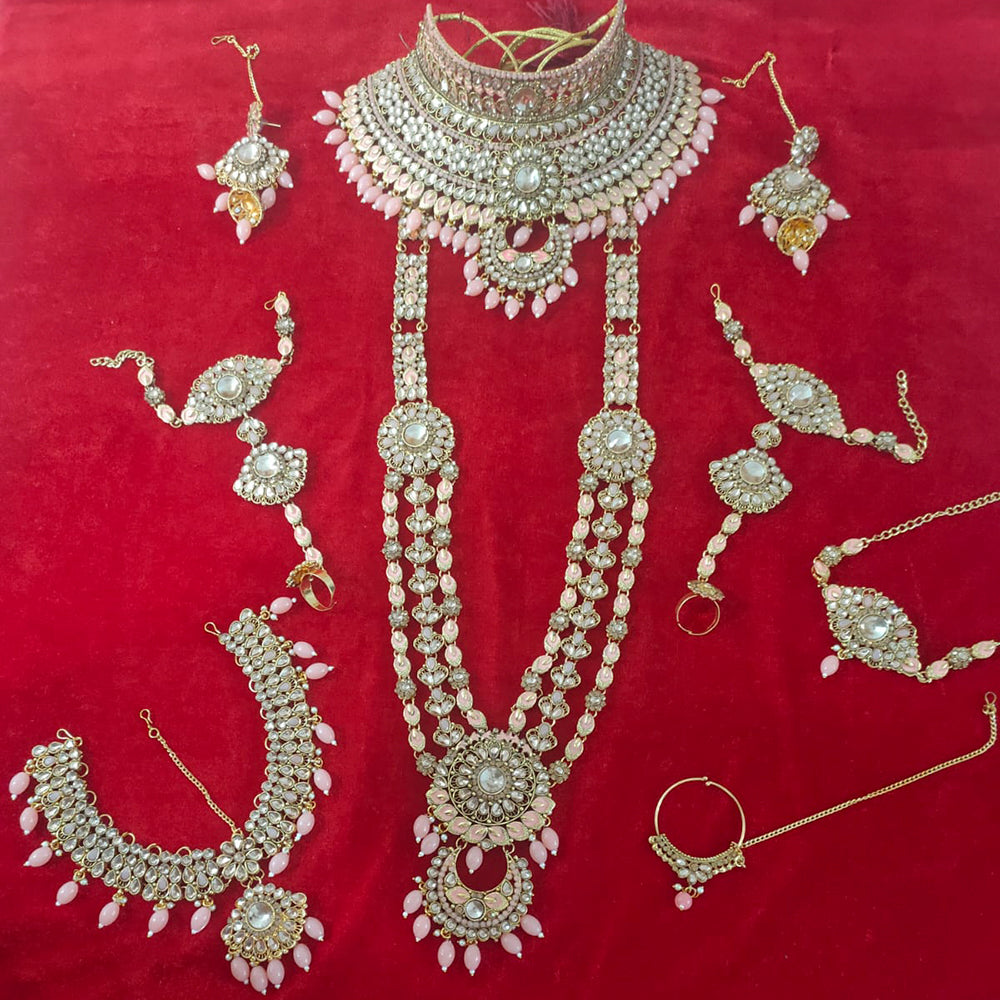 Bajarang Art Gold Plated Designer Light Pink Bridal Jewellery Set-BJBRIDAL08