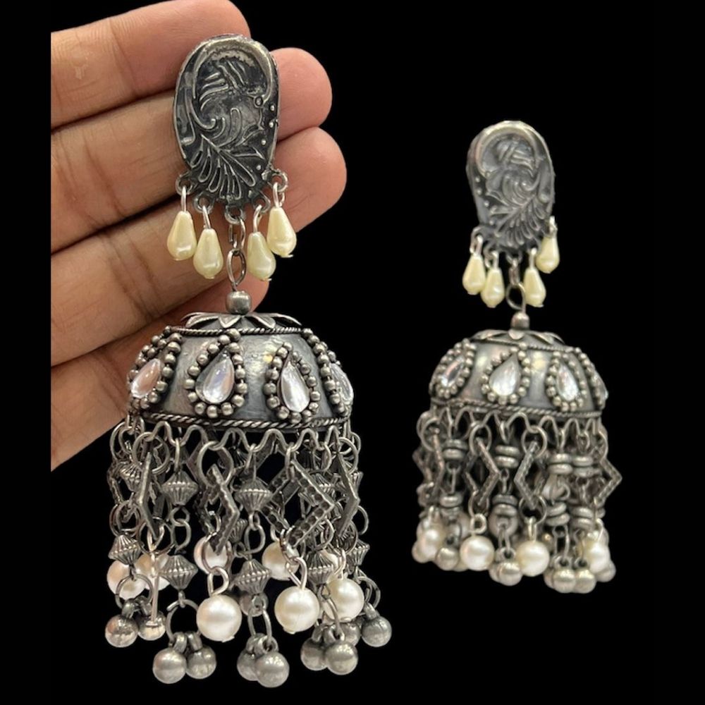 Blythediva Pack Of 3 Oxidised Plated Style Jhumka Earrings