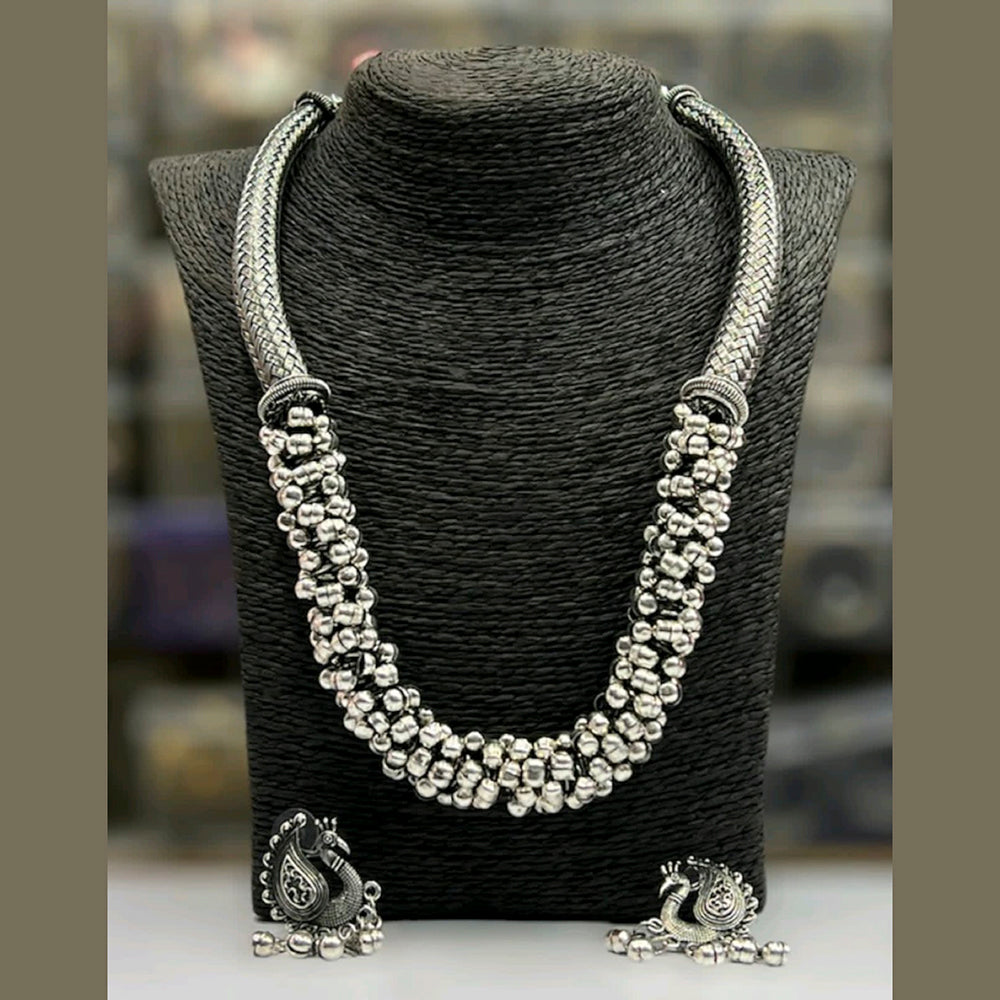 Blythediva Oxidised Plated Pack Of 3 Long Necklace Set