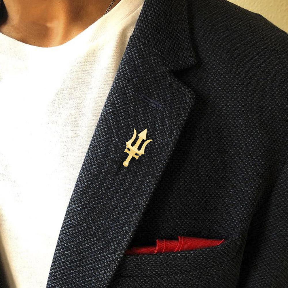 Mahi Gold Plated Mahadev Shiva Trishul Designer Brooch for Men (BP1101050G)