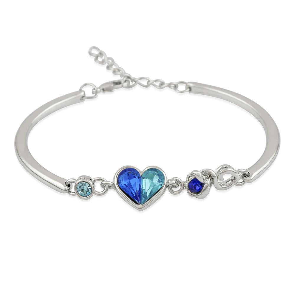 Mahi Dual Tone Crystal Adjustable Heart Bracelet