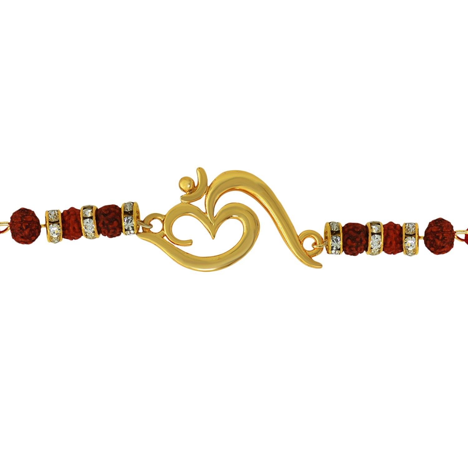 Mahi Religious Gold Plated OM with Rudraksha Rakhi for Rakshabandhan (Bracelet) BR1100546G