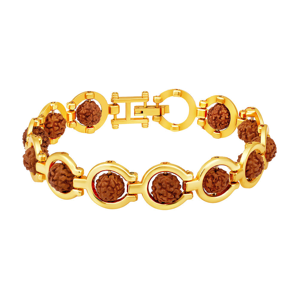 Mahi Gold Plated Rotating Rudraksh Bracelet with for Men (BR1101022G)