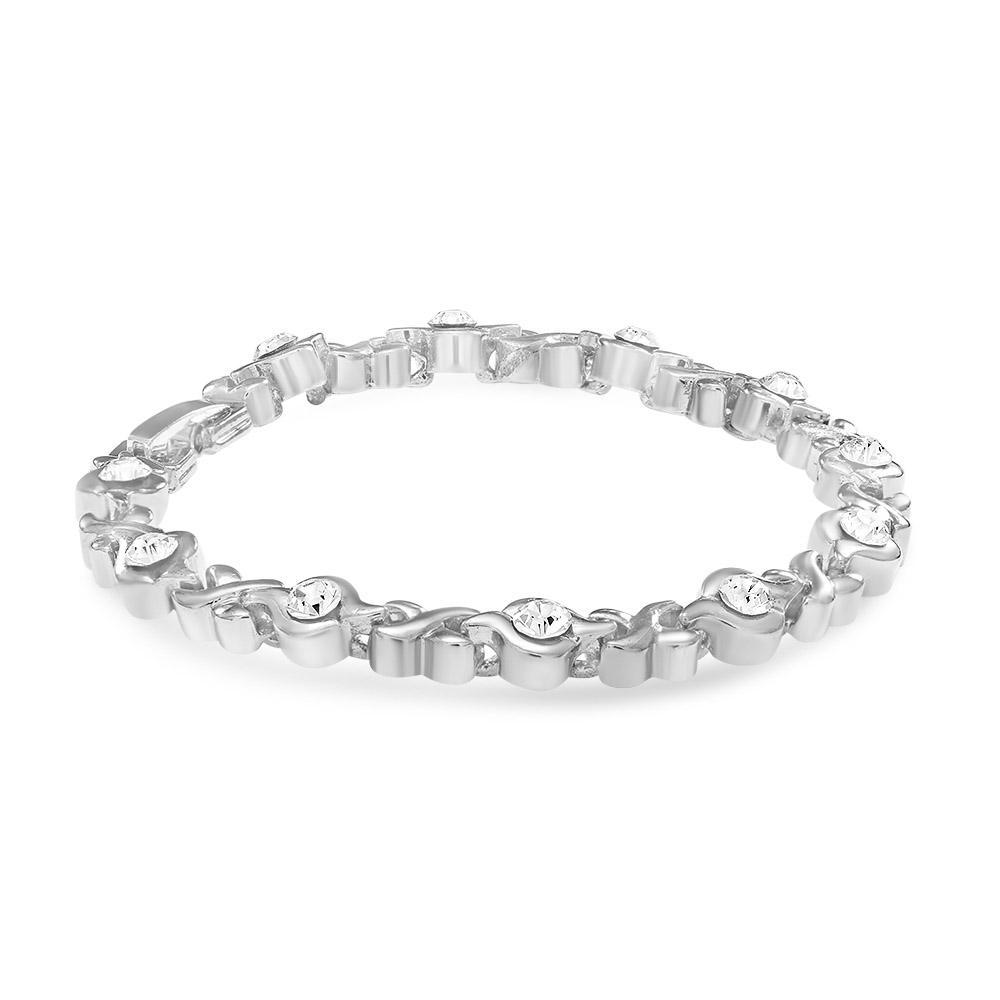 Mahi White Rhodium Plated Crystal Bracelet For Women - BR7200116R