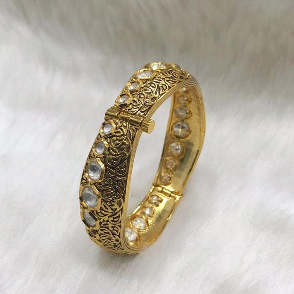 Tarangavi White Kundan Gold Plated Kada - BRV-254