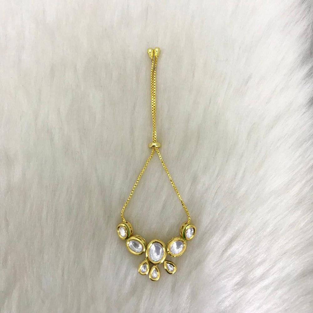 Tarangavi White Kundan Gold Plated Bracelet - BRV-55