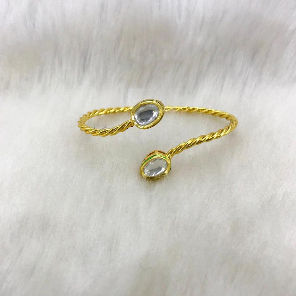 Tarangavi White Kundan Gold Plated Bracelet - BRV-93