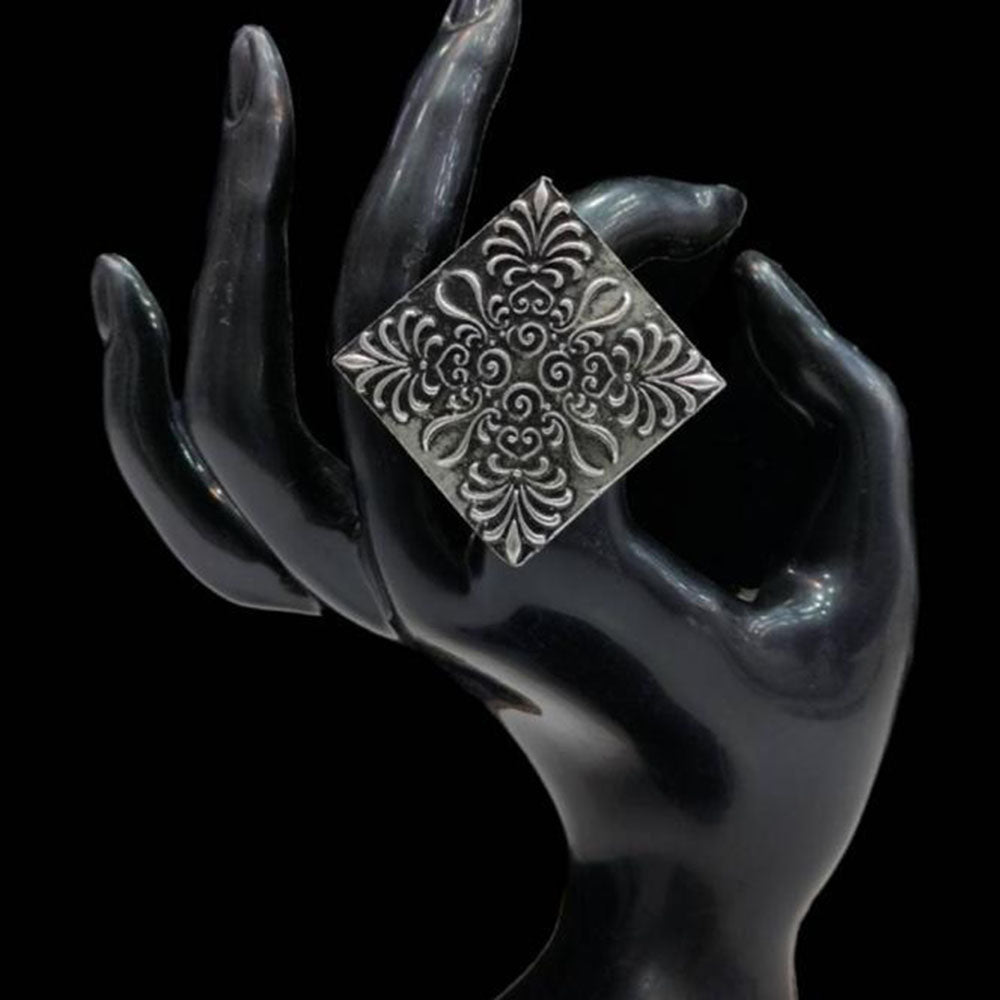 Blythediva Pack Of 3 Oxidised Square Shape Ring