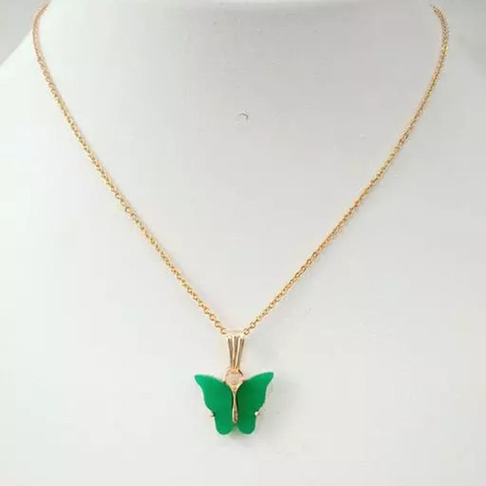 Mahavir Gold Plated Butterfly Chain Pendant