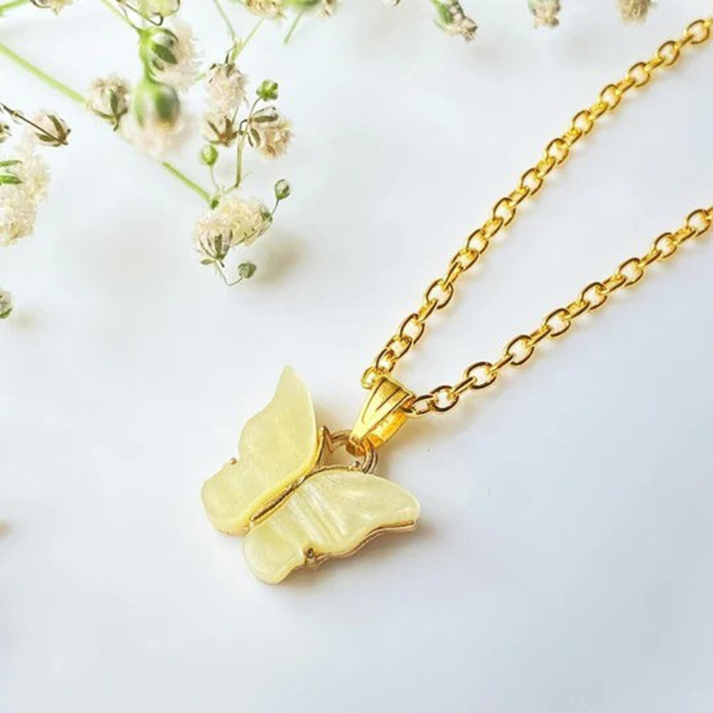 Mahavir Gold Plated Butterfly Chain Pendant