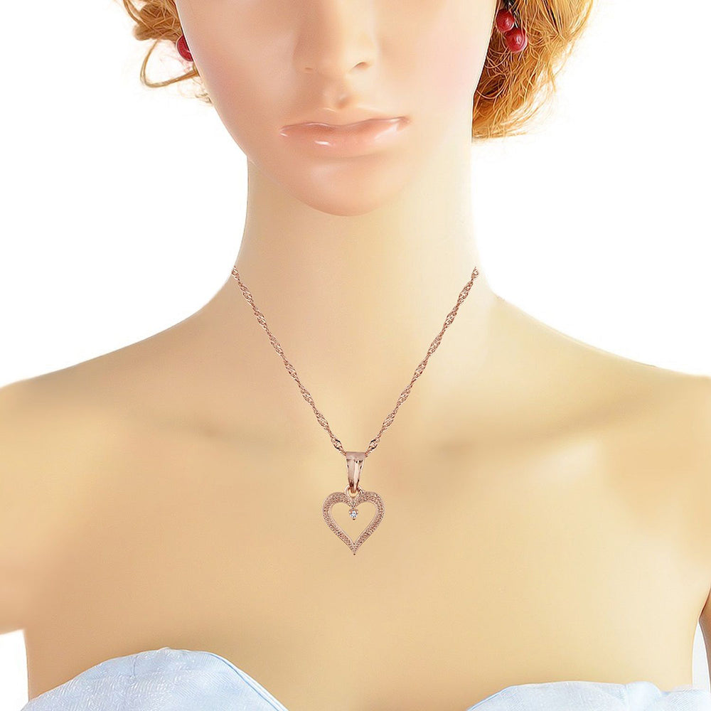 Etnico Rose Gold Plated Glittering CZ Zircon Heart Chain Pendent Necklace for Women & Girls (CH51RG)