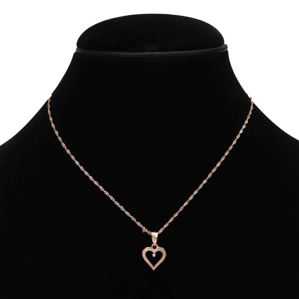 Etnico Rose Gold Plated Glittering CZ Zircon Heart Chain Pendent Necklace for Women & Girls (CH51RG)