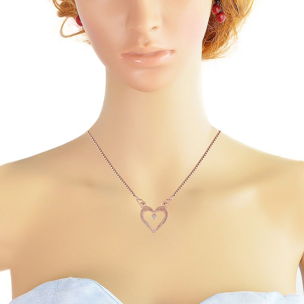 Etnico Rose Gold Plated Glittering CZ Zircon Heart Chain Pendent Necklace for Women & Girls (CH52RG)