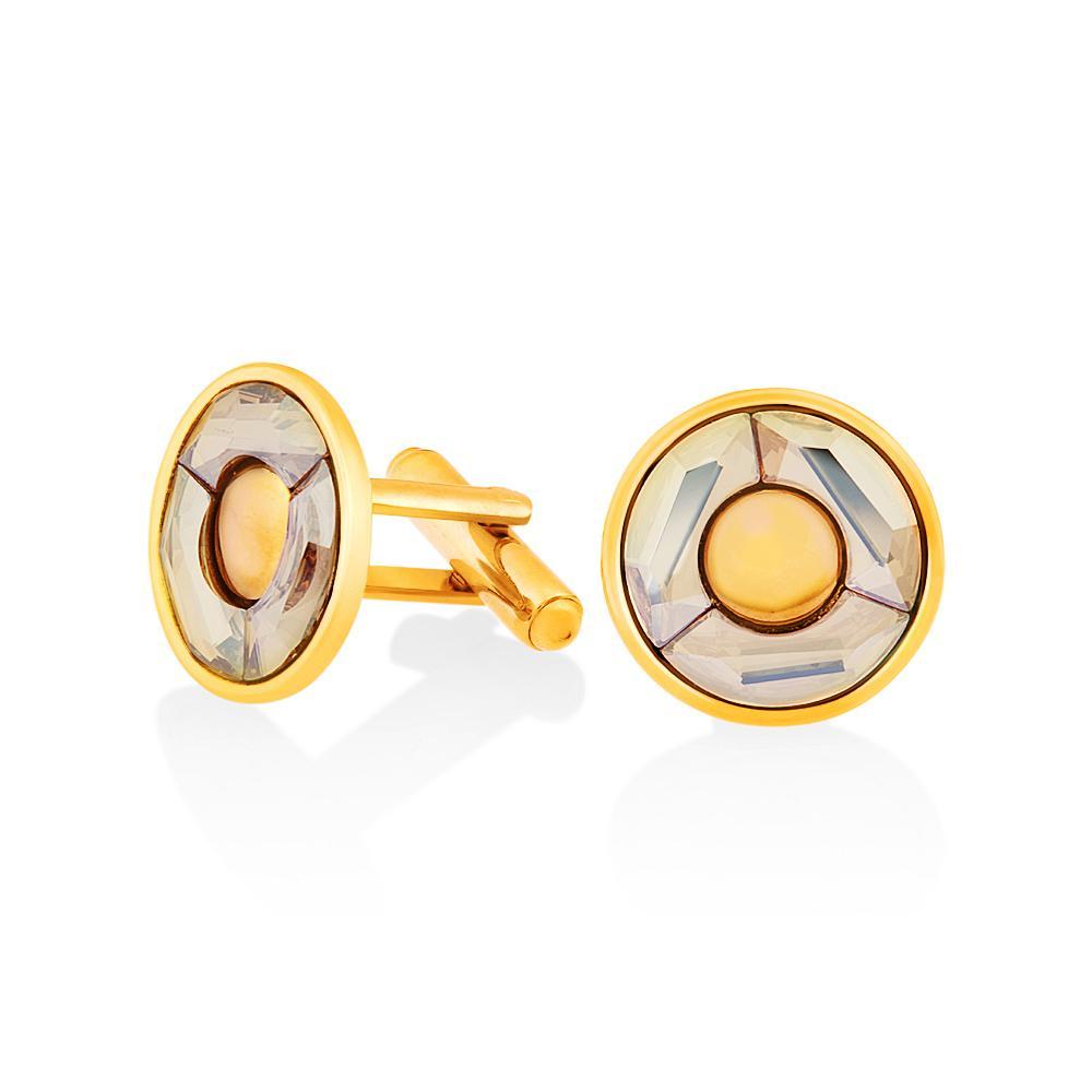 Mahi Gold Plated Golden Shadow Round Cufflink