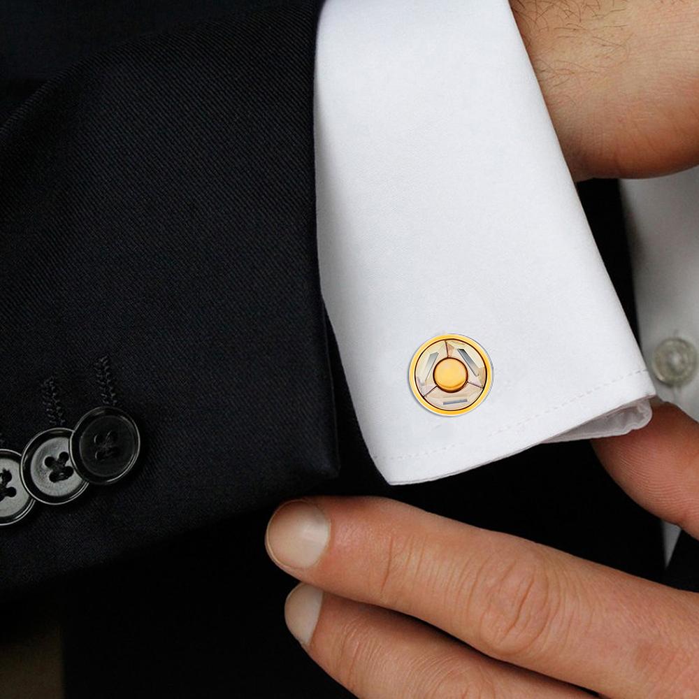 Mahi Gold Plated Golden Shadow Round Cufflink