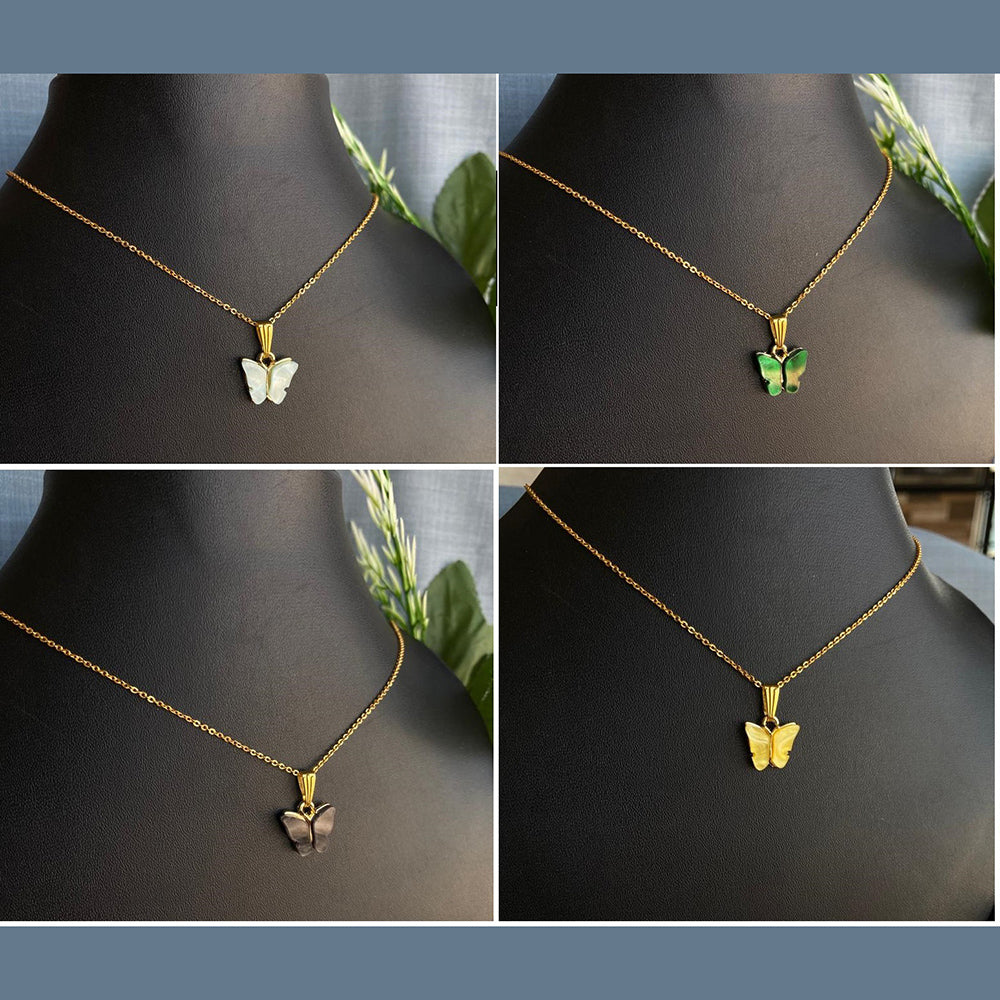 Mahavir Gold Plated Butterfly Pendant Combo