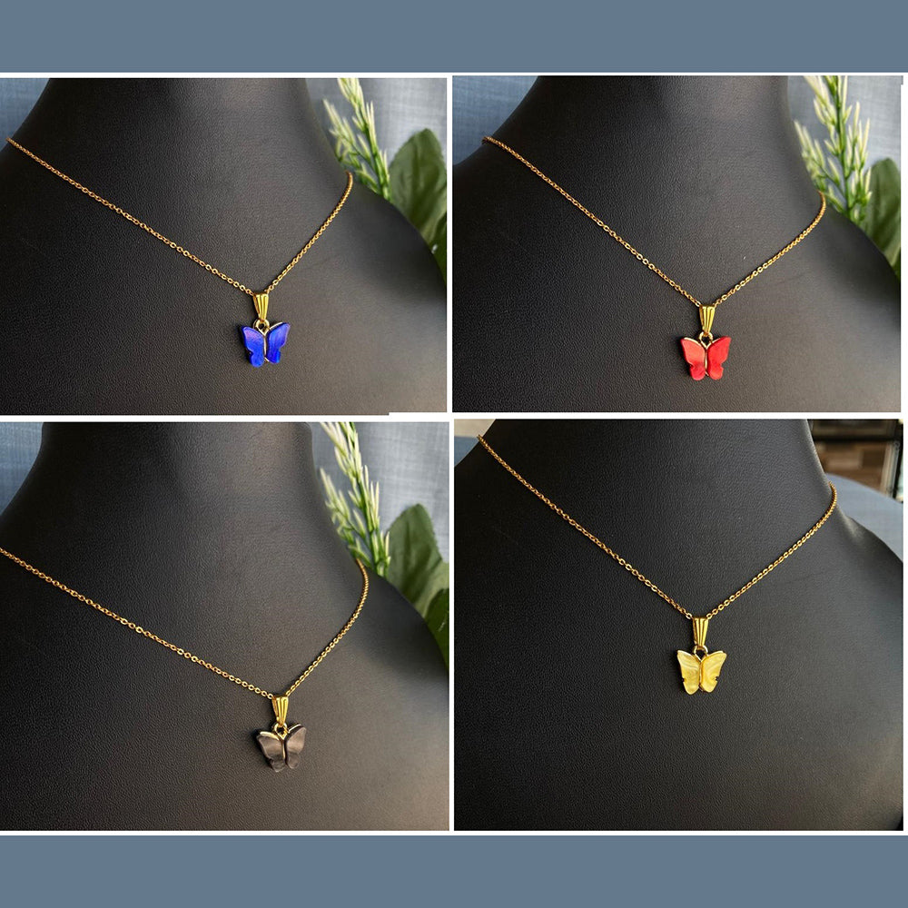 Mahavir Gold Plated Butterfly Pendant Combo