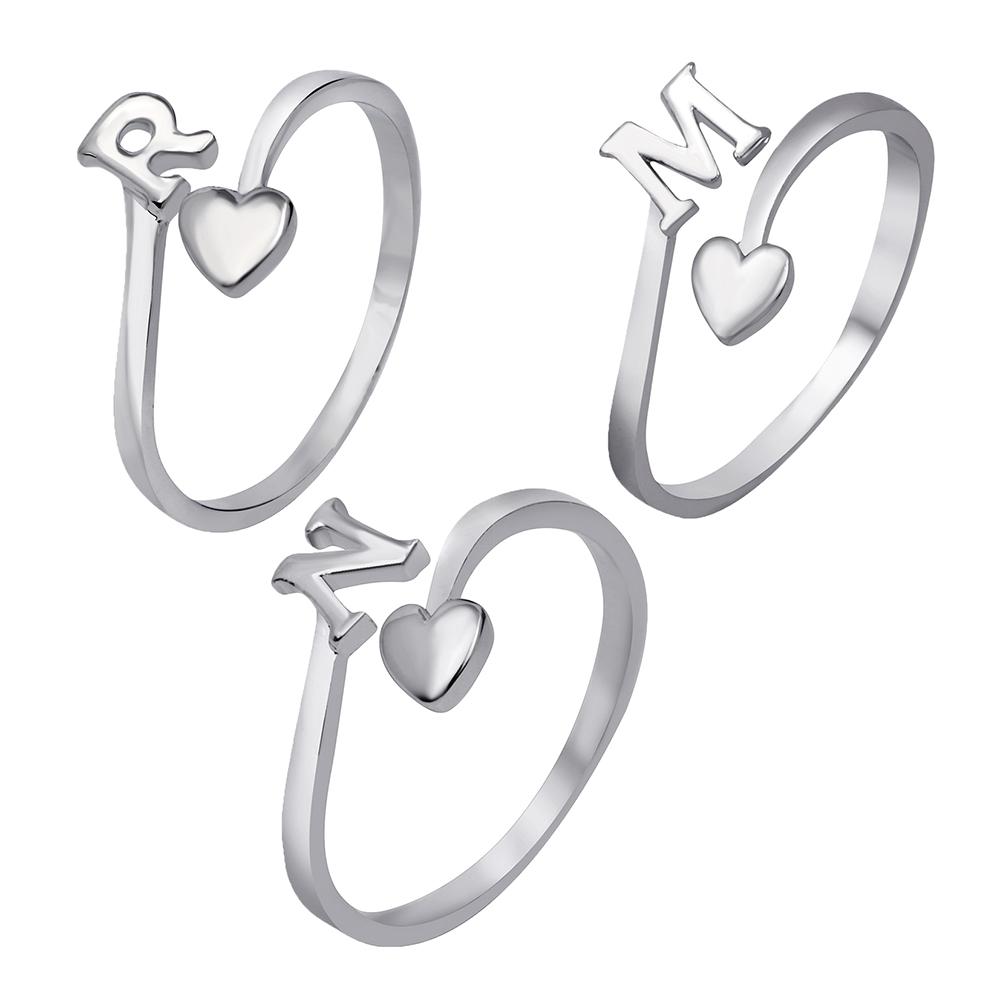 Mahi Combo of "R M N" Initial Adjustable Finger Rings for Women (CO1105182R)