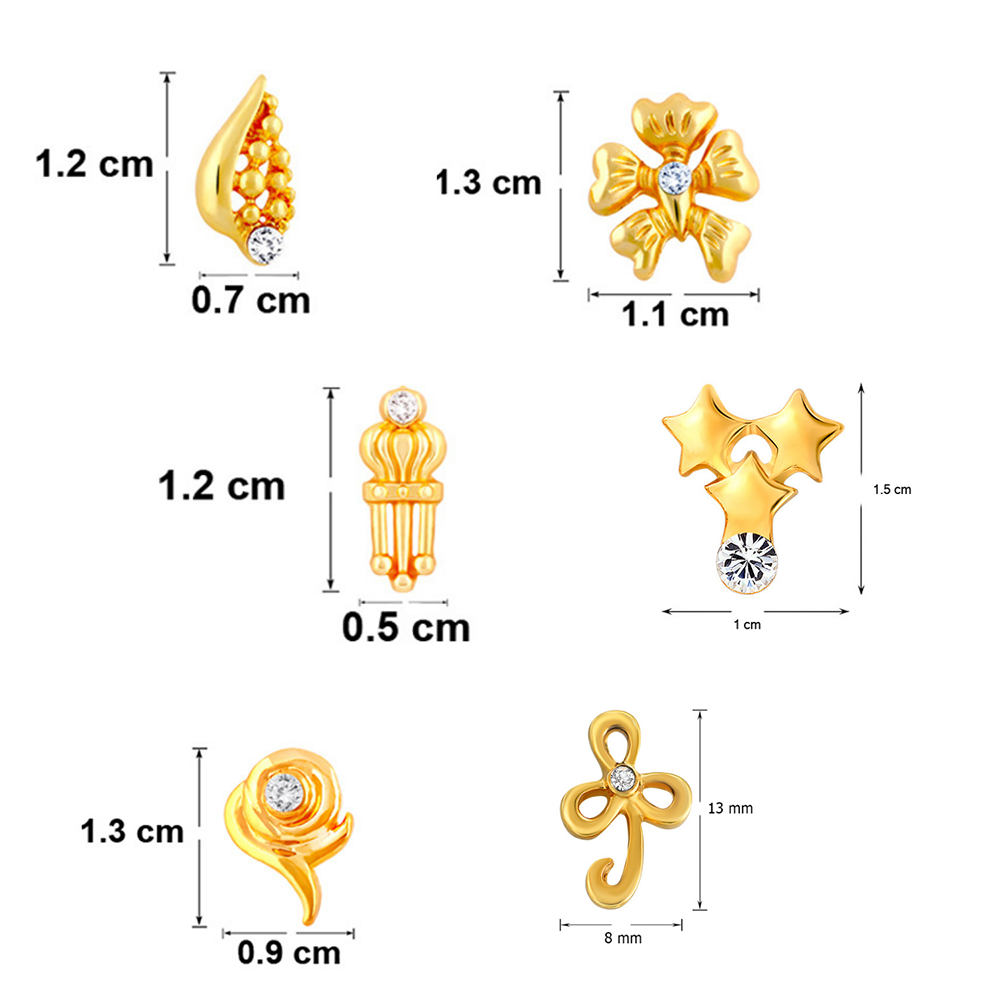 Mahi Combo of 6 Small Baby Size Stud Earrings with Crystal for Women and Girls CO1105265G