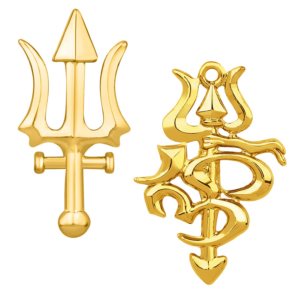Mahi Combo of Om and Trishul Wedding Brooch / Lapel Pin for Men (CO1105463G)