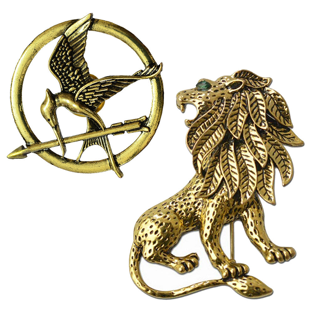 Mahi Combo of Lion and Woodpicker Shaped Wedding Brooch / Lapel Pin for Men (CO1105516G)